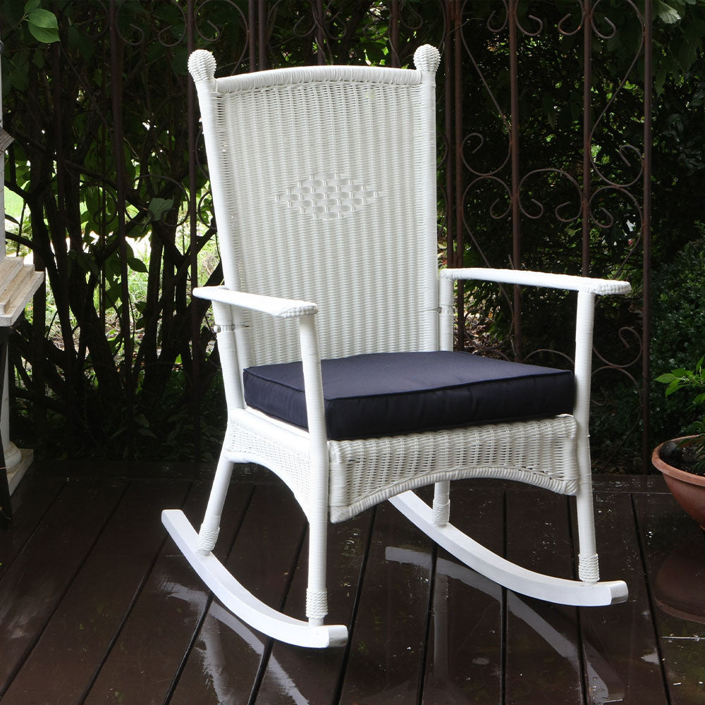 Portside Classic Coastal White Wicker Rocking Chair – Tortuga Outdoor