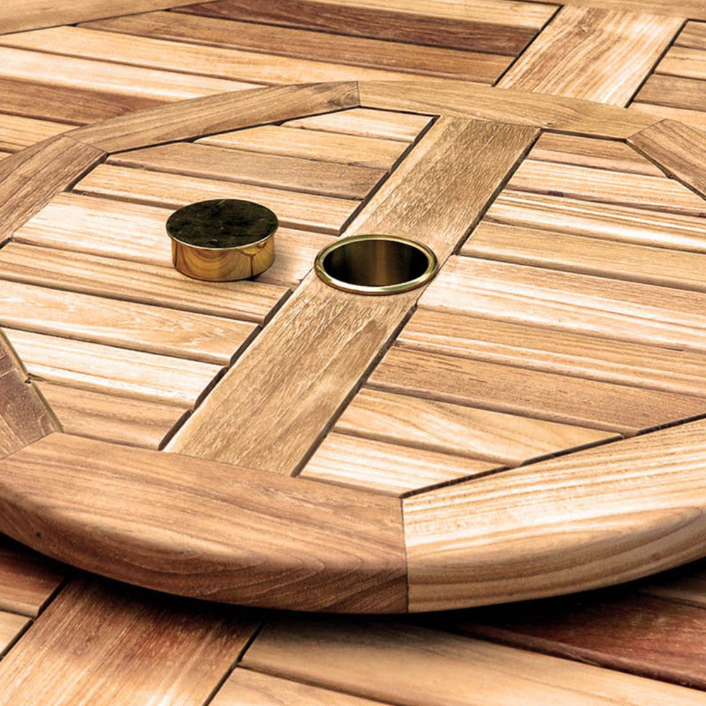 lazy susan for patio table with umbrella Tortuga Outdoor Products Jakarta Teak Lazy Susan