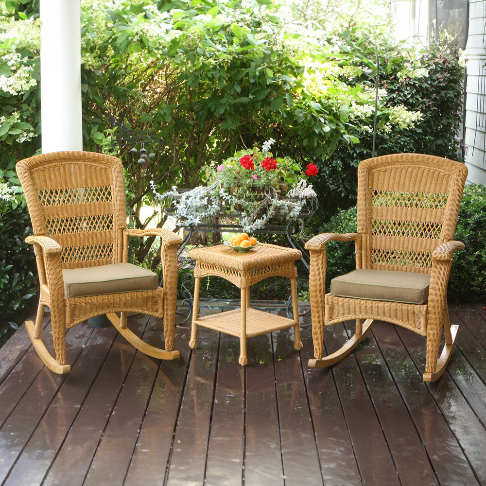 Southern Style Front Patio Rocking Chairs Portside 3pc Amber