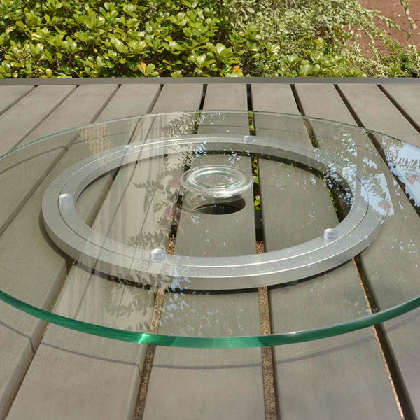 acrylic lazy susan for patio table with umbrella Tortuga Outdoor Silver Glass Outdoor Lazy Susan with Umbrella Hole