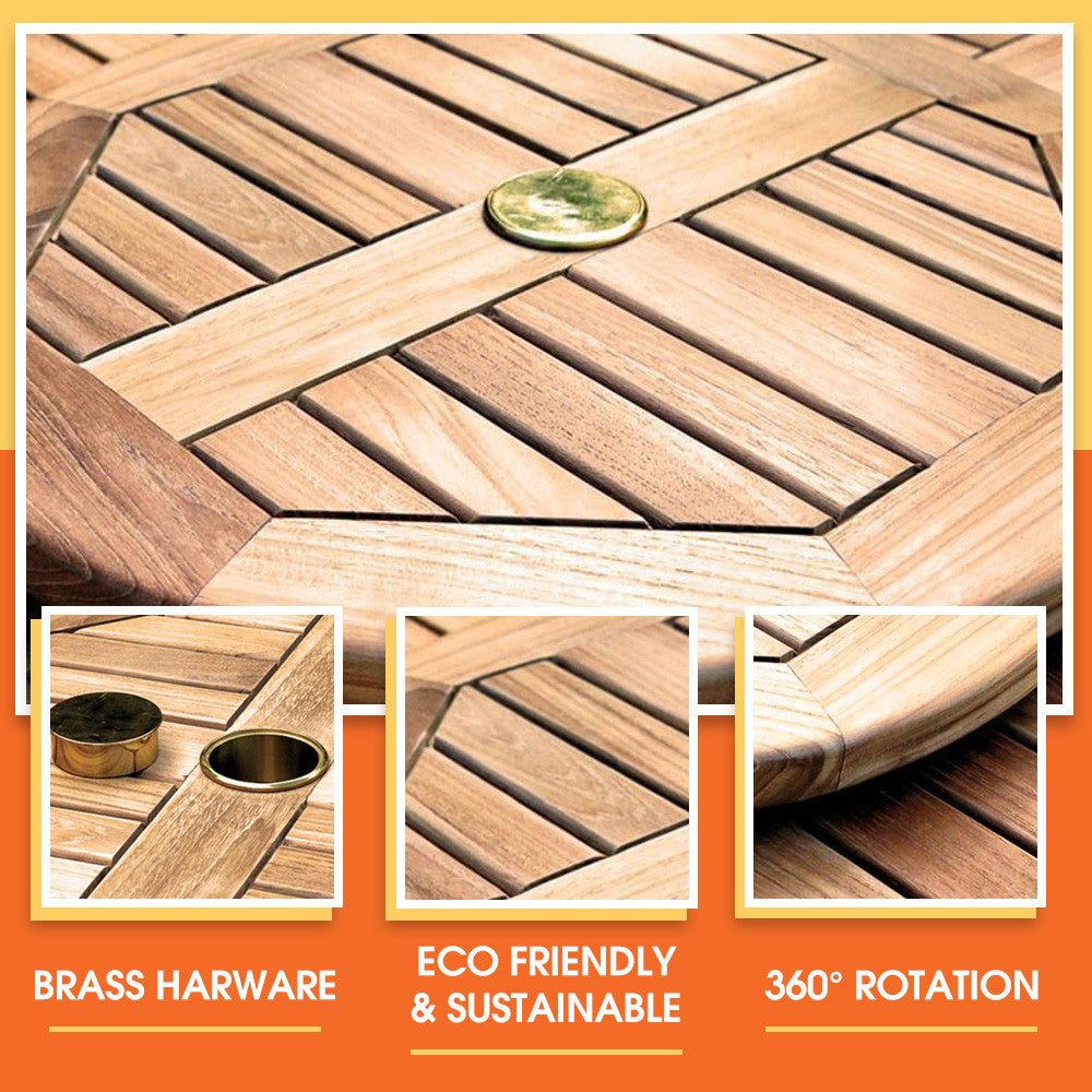 acrylic lazy susan for patio table with umbrella Tortuga Outdoor Products Jakarta Teak Lazy Susan