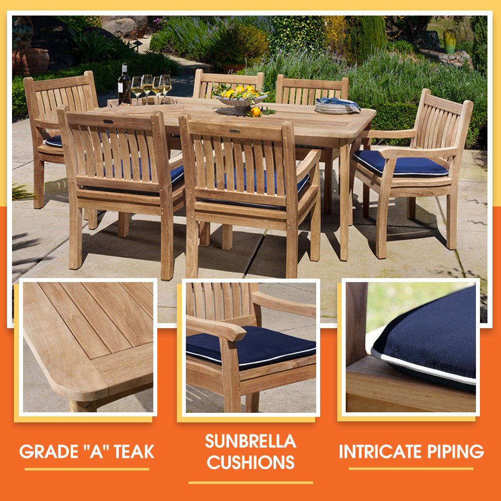 Teak 7pc Dining Set – Tortuga Outdoor